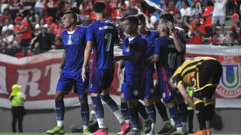 Los jugadores de Unión La Calera durante el amistoso ante Coquimbo Unido