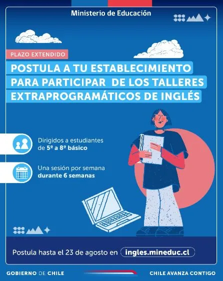 Inglés en los colegios. Foto: Gobierno de Chile.