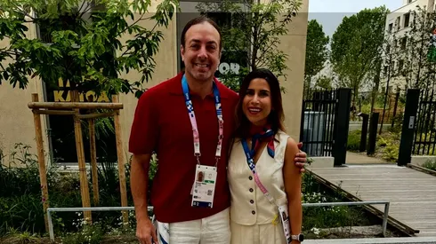 Fran Crovetto junto a Massú en la inauguración de los JJ.OO.