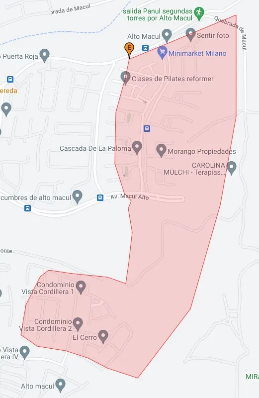 Mapa del corte de agua en La Florida