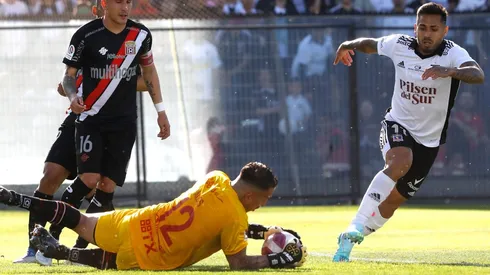 Fabián Cerda en acción ante Colo Colo en el estadio Monumental.
