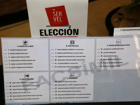 Así es la papeleta en la Región de O'Higgins