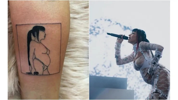 Fanática de Cazzu se tatuó la silueta de la cantante embarazada