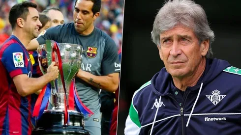 Manuel Pellegrini, Claudio Bravo y Xavi Hernández