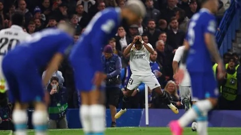 Rodrygo celebra uno de sus goles ante el Chelsea