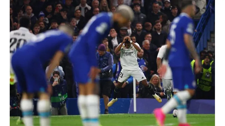 Rodrygo celebra uno de sus goles ante el Chelsea