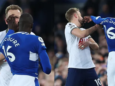 Terrible: jugador del Everton le agarra la cara a Kane