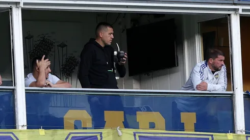 Juan Román Riquelme en uno de los palcos de La Bombonera, el estadio de Boca Juniors.