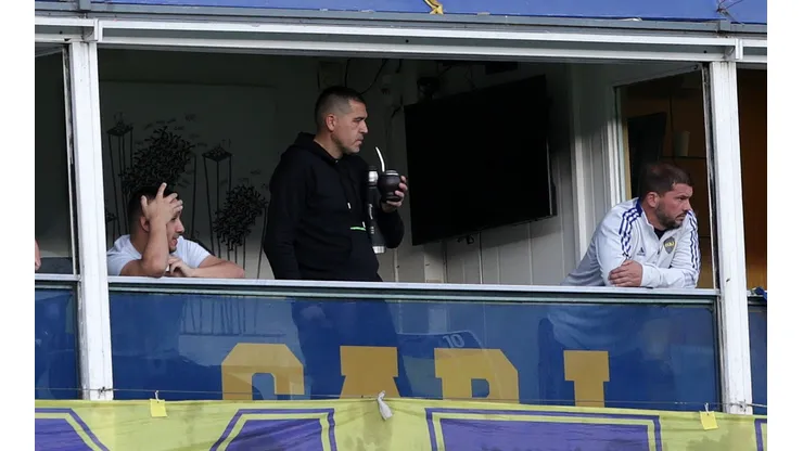 Juan Román Riquelme en uno de los palcos de La Bombonera, el estadio de Boca Juniors.
