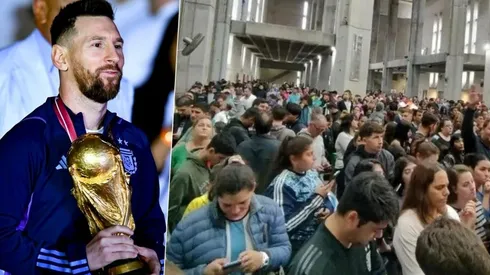Messi llegó a Argentina con la Copa del Mundo