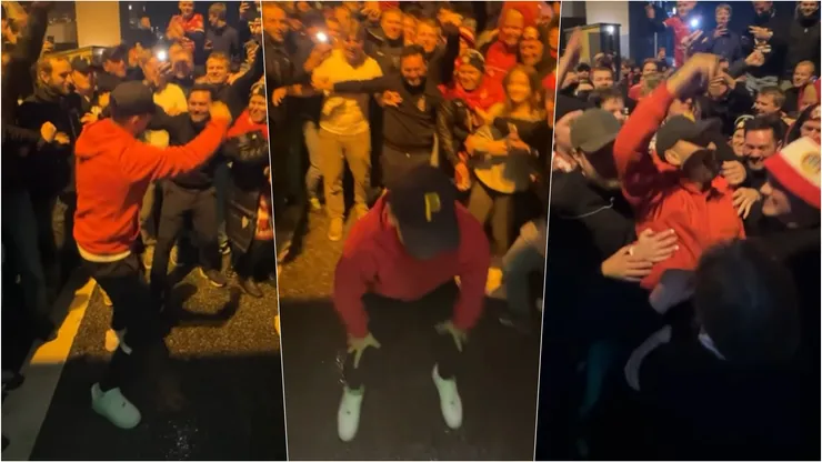 Niklas Castro celebró junto a los hinchas un triunfo clave del SK Brann rumbo a la Champions League.