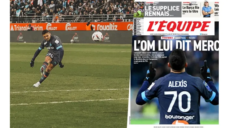 Alexis se llevó la portada de L'Equipe después del triunfo de Marsella y la derrota de PSG