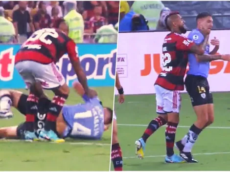 Vidal caliente: cogotea a rival en la Recopa Sudamericana