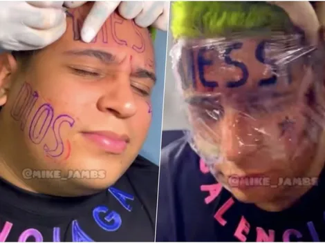 Influencer que se tatuó ‘Messi’ en la cara está arrepentido