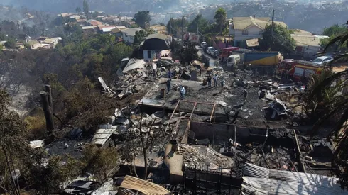 Una de las zonas afectadas por el incendio en Viña del Mar.