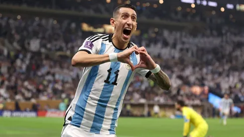 Así celebró Ángel di María el golazo que significó el 2-0 parcial de Argentina sobre Francia en la final de Qatar 2022.