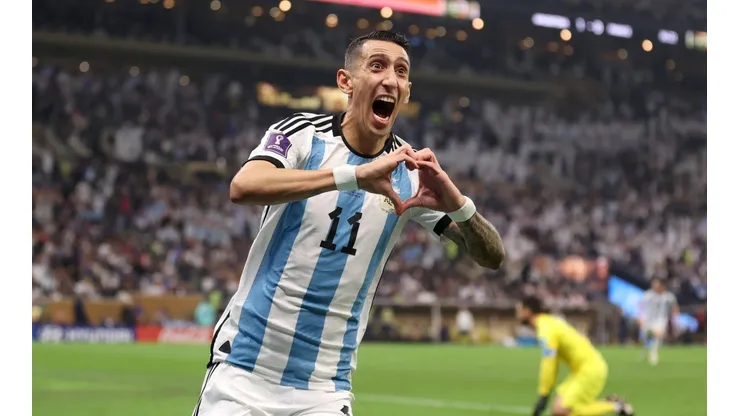 Así celebró Ángel di María el golazo que significó el 2-0 parcial de Argentina sobre Francia en la final de Qatar 2022.