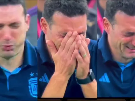 ¡Qué emoción! El llanto de Scaloni tras tocar el cielo con Argentina
