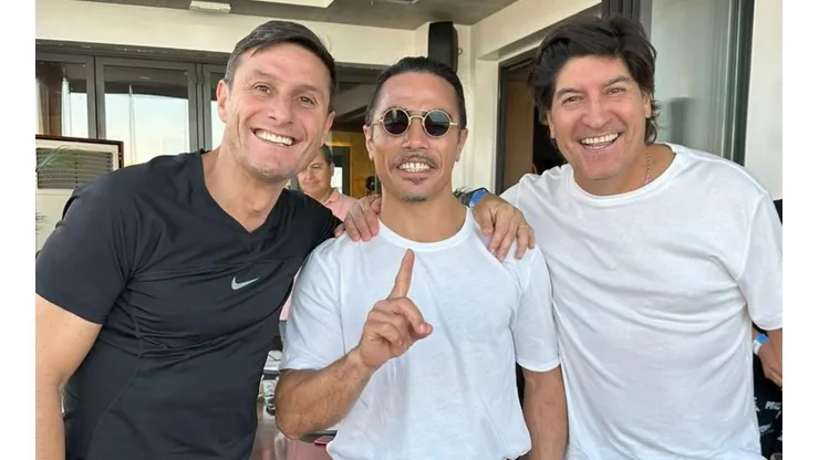 En la visita también estuvo su amigo de transmisión Javier Zanetti.