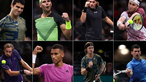 Carlos Alcaraz, Rafael Nadal, Stefanos Tsitsipas, Casper Ruud, Daniil Medvedev, Felix Auger-Aliassime, Andrey Rublev y Novak Djokovic