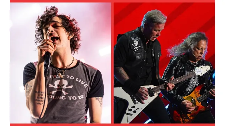 Matty Healy de The 1975. James Hetfield y Kirk Hammett.