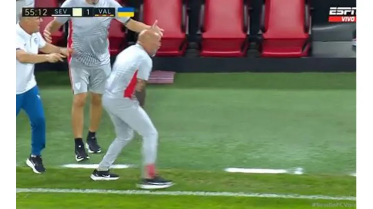 Sampaoli celebra un gol que no fue