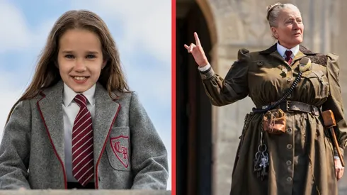 Alisha Weir como Matilda y Emma Thompson como la Señorita Tronchatoro.
