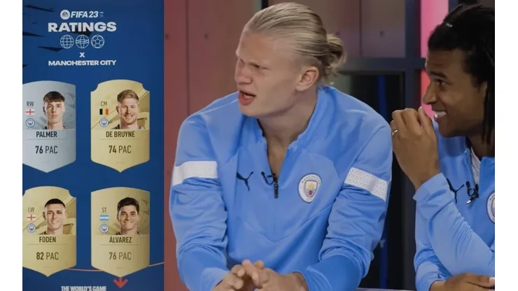 Haaland y sus compañeros participaron de una dinámica con las cartas del FIFA 23