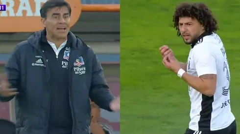 Quinteros y Falcón hablando fuertemente en el Monumental