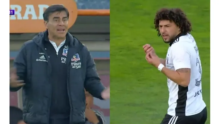 Quinteros y Falcón hablando fuertemente en el Monumental