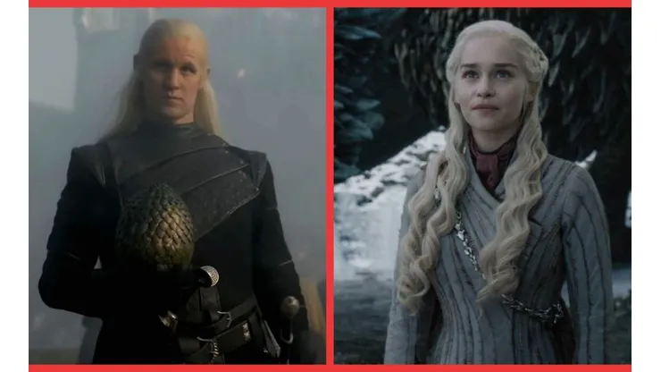 Matt Smith como Daemon Targaryen en House of the Dragon y Daenerys Targaryen en Game of Thrones.