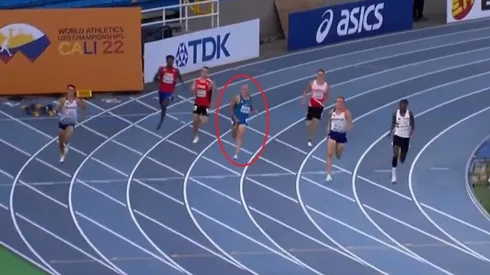 El infortunio del atleta Alberto Nonino durante la carrera