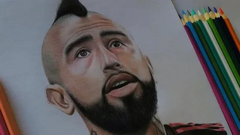 El rostro de Vidal llevado a dibujo de una manera perfecta como obsequio para el Rey.