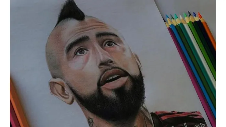 El rostro de Vidal llevado a dibujo de una manera perfecta como obsequio para el Rey.