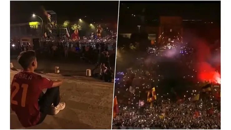 Paulo Dybala fue recibido por más de 10 mil hinchas de la Roma.