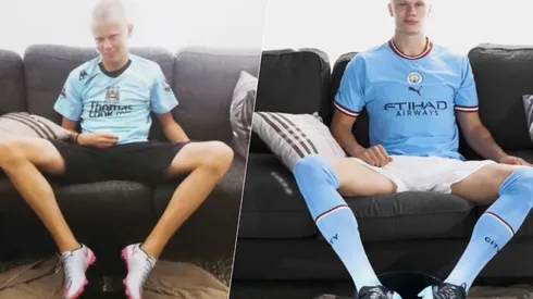 Erling Haaland imitó su foto de niño con la camiseta del Manchester City