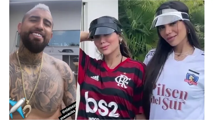 Arturo Vidal toma "solecito" junto a Sonia y Daniela Isaza y hace una encuesta entre Flamengo y Colo Colo
