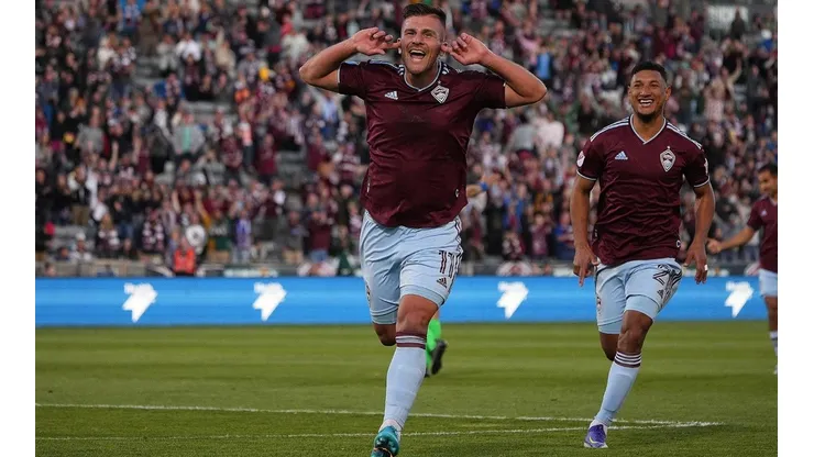 El festejo de Diego Rubio en Colorado Rapids tras su gol contra Los Angeles.