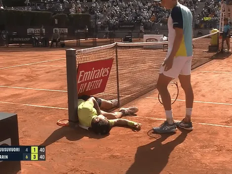 El susto de Cristian Garín en Roma con peligroso tropiezo