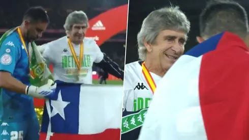 Pellegrini y Bravo: bandera chilena en los festejos del Betis campeón de la Copa del Rey.
