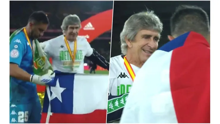 Pellegrini y Bravo: bandera chilena en los festejos del Betis campeón de la Copa del Rey.