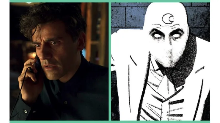 Oscar Isaac como Steven Grant en la serie Moon Knight y Mr. Knight en los cómics de Marvel.