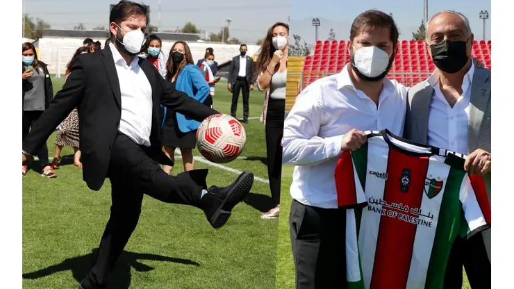 Gabriel Boric llegó hasta el estadio de Palestino para promulgar la ley que exige que los clubes tengan contratos para sus equipos femeninos.