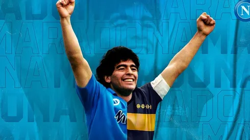 La imagen de Diego Maradona que compartió el Nápoli para festejar el triunfo de Boca sobre River Plate.