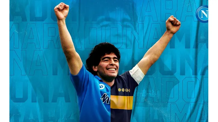 La imagen de Diego Maradona que compartió el Nápoli para festejar el triunfo de Boca sobre River Plate.