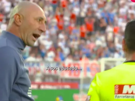 El tenso cruce con el cuarto árbitro previo a la expulsión de Paulucci