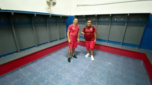 El camarín de Ñublense tras el partido contra Nacional en Uruguay.