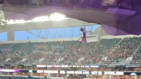 El felino quedó colgando y estuvo cerca de morir.