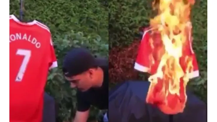 Hincha del Manchester United quema camiseta de Cristiano Ronaldo pensando que se iba al City