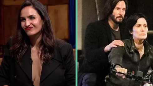 Fernanda Urrejola y quienes habrían sido sus compañeros de elenco en Matrix 4, Keanu Reeves y Carrie Ann-Moss.
